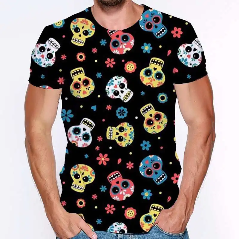 

2021 New T Shirts Skull Collages 3d Men Tshirts Summer Oversized Short Sleeve Hip Pop Streetwear Skull Collages Women Shirts