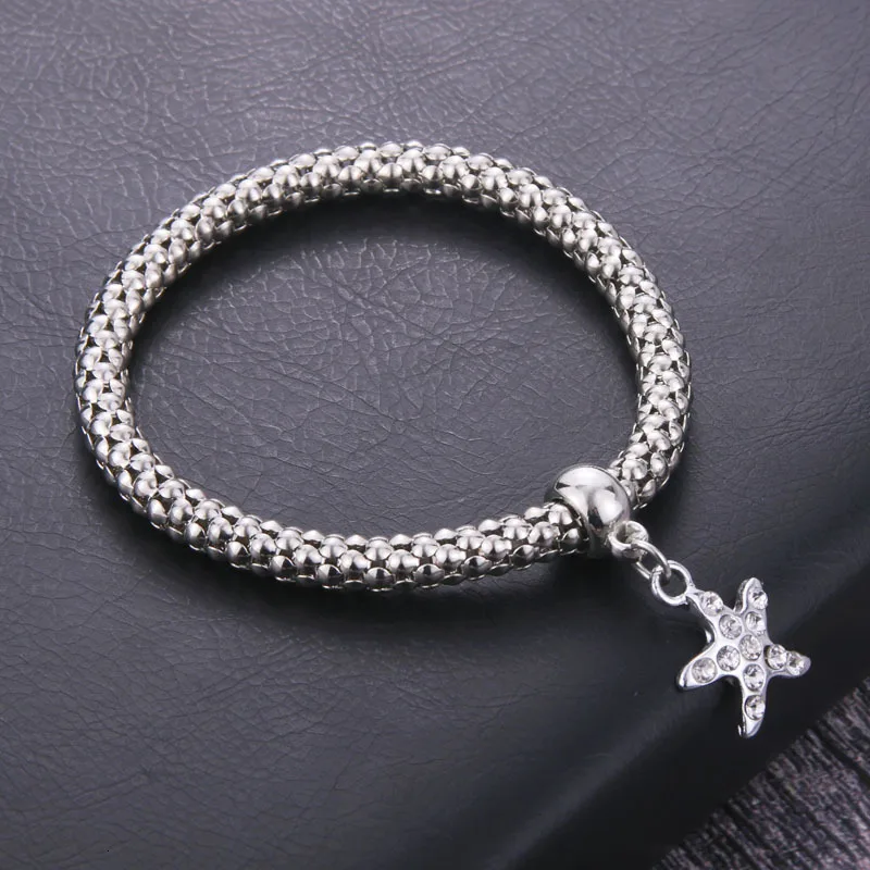 Pulseras Mujer Moda Крест Браслеты попкорн ДЛЯ Woemn шарм браслеты попкорн цепь ювелирные изделия для женщин Мода/девушка ювелирные изделия