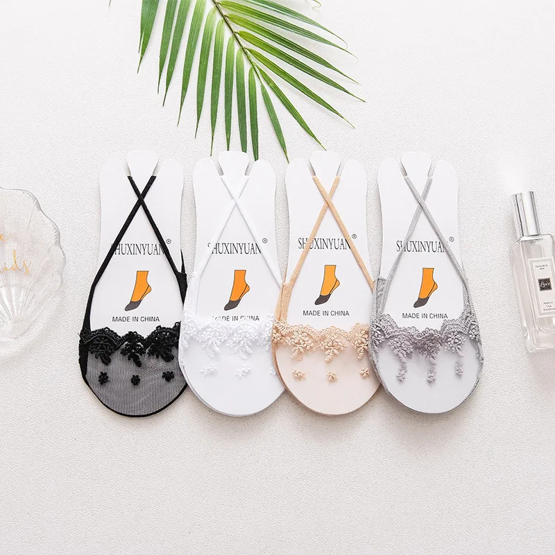 SP & CITY/летние кружевные женские носки тапочки невидимые короткие на высоком