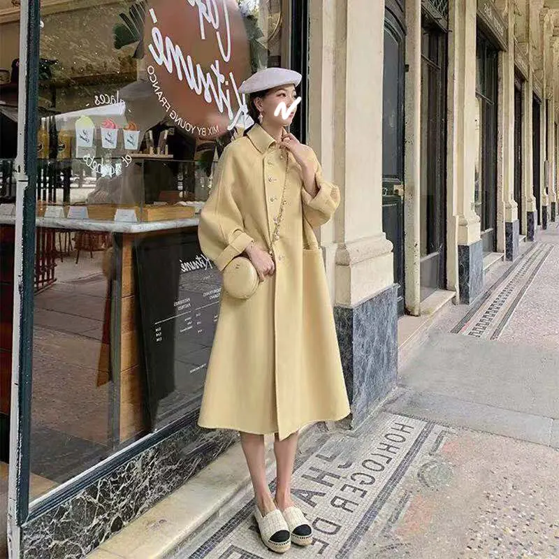 Женское шерстяное пальто выше колена Осень-зима 2019 Корейская версия нового