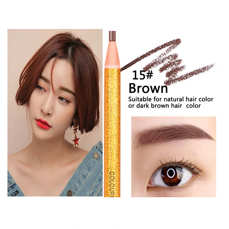 Brown 1 шт. макияж Золотой карандаш для бровей для теней для век, стойкая татуировка бровей, водостойкий макияж бровей, набор косметических инструментов - Цвет: Brown