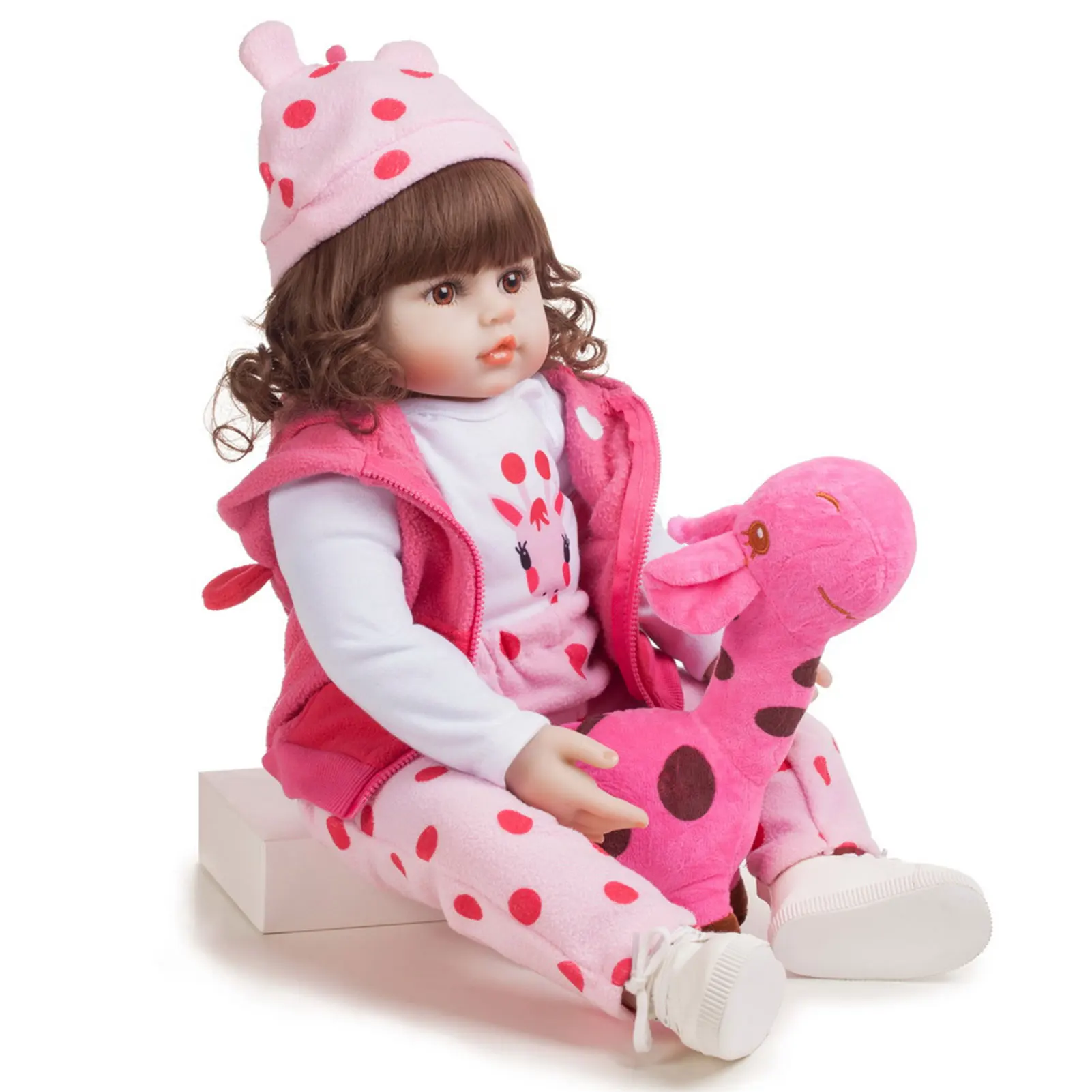 

Reborn Baby Lifelike 22 Inch 55CM Girl Pink Princess Winter Clothes Christmas Gift Plush Toys Children Playmate Babe Boneca Cute