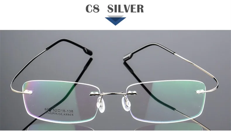 C8 SILVER SUMONDY без оправы титановые очки с оправой из сплава рамка для мужчин и женщин квадратные Простые Стеклянные очки прочность рецепт оправы для глаз UF60 - Цвет оправы: C8 SILVER