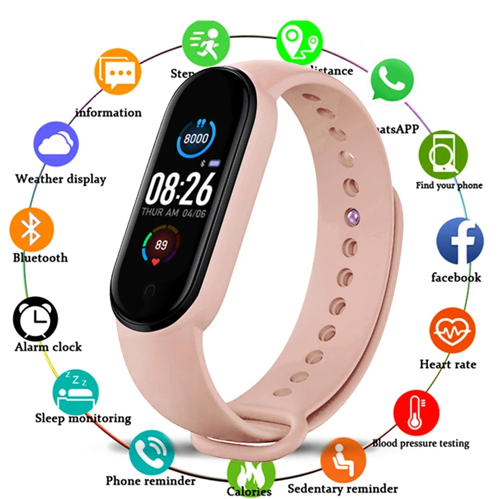 M5 Sport Smart Bracelet Blood Pressure Fitness tracker Smartband Heart Rate Monitor Smart band Wristband Men Women Smart Clock 