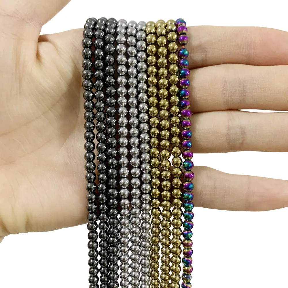 Круглые бусины-разделители для браслетов и ожерелий 4/6/8/10/12 мм