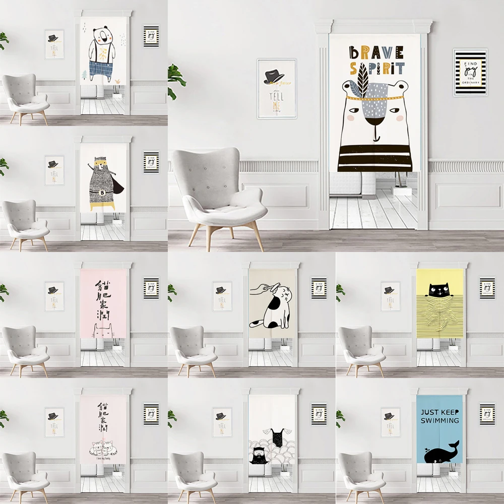 

Japanese Hanging Curtain Door Curtains Cartoons Fengshui Kitchen Bedroom Restaurant Decoration Noren Entrance Custom Curtains