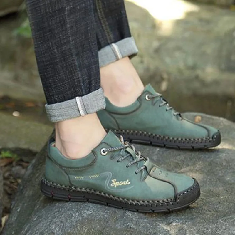 

Men's Casual Hiking Shoes Artificial Leather Autumn Loafers Soft Fashion Sneakers Low top Driving Shoes Big Size Flat Footwear