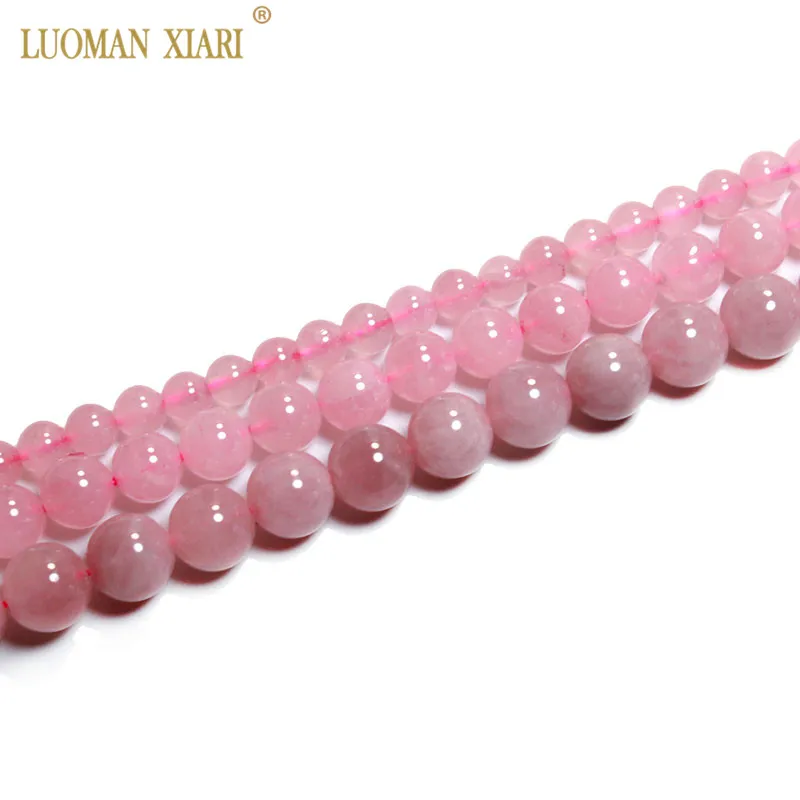 Изысканные 100% натуральный Мадагаскар круглый розовый кварц Камень Бисер для