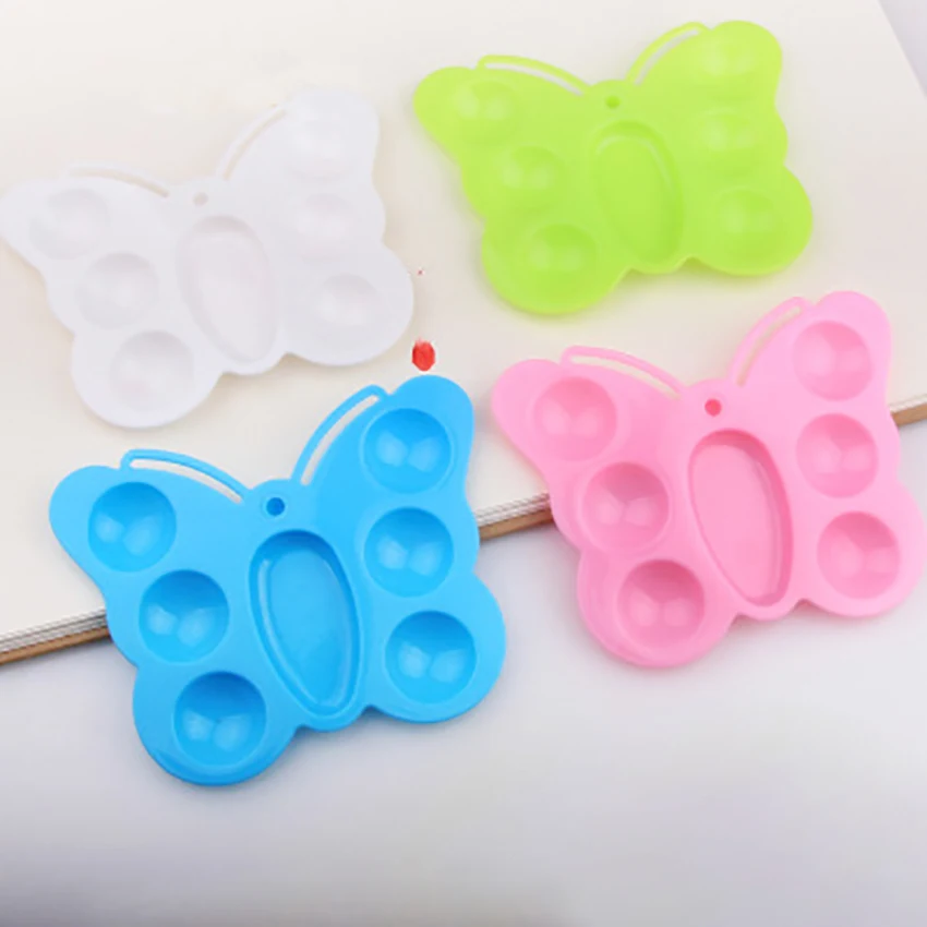 Novelty Butterfly Shape Plastic Palette 7 Grids Children Drawing Tray Oil Watercolor Paint Color Artist Painting Pallet | Канцтовары для