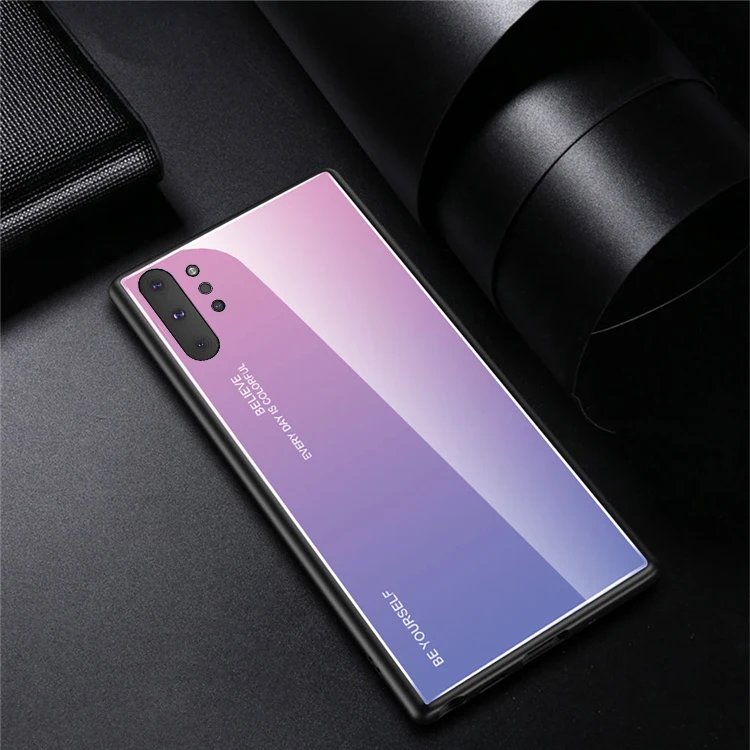 Розовый Жесткий чехол для samsung Galaxy Note 10 Plus, чехол из закаленного стекла, защитный чехол для samsung Galaxy Note 10, чехол из мягкого ТПУ и поликарбоната - Цвет: Розовый