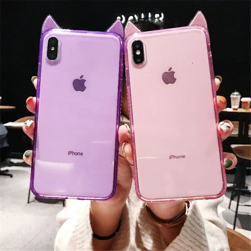 Мягкий чехол с бриллиантами для iphone X XS MAX XR 6 6s 7 8 Plus милый блестящий кошачьими