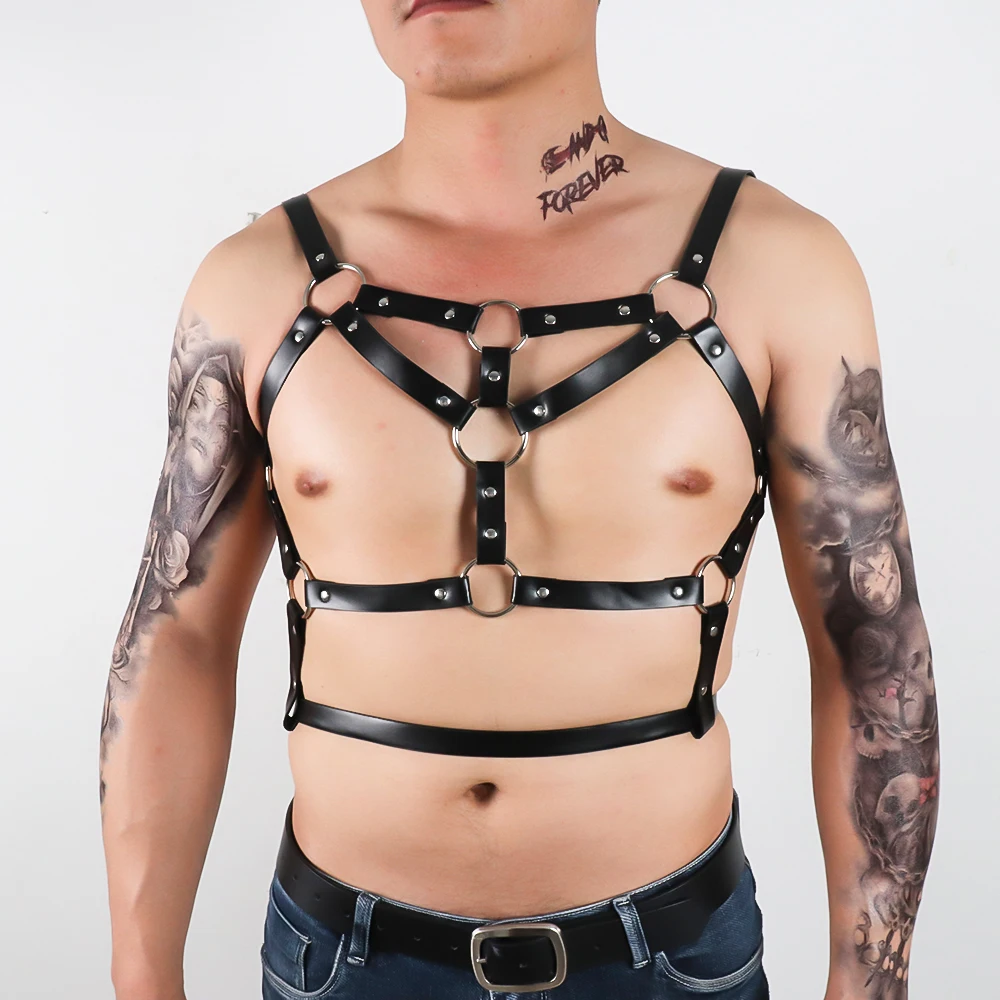 Регулируемая портупея для геев Мужская искусственная кожа БДСМ бондаж Клубная