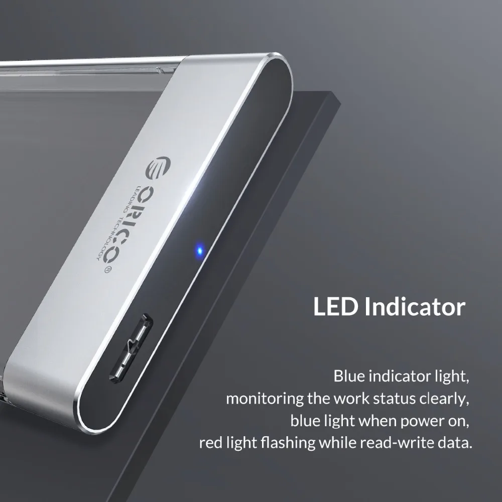 ORICO HDD Case 2.5 inch Transparent Box USB3.0 HDD Enclosure Micro-B SATA to USB 3.0 Hard Disk Case 6Gbps Support 4TB UASP Case