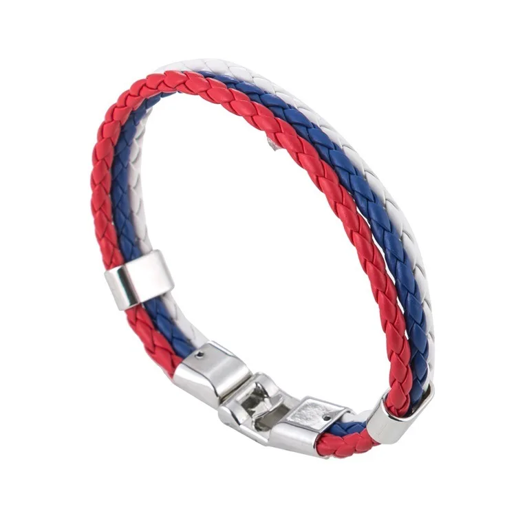 

Мужской и женский браслет с изображением флага чемпионата мира по футболу кожаный плетеный браслет креативные ювелирные изделия памятные ...