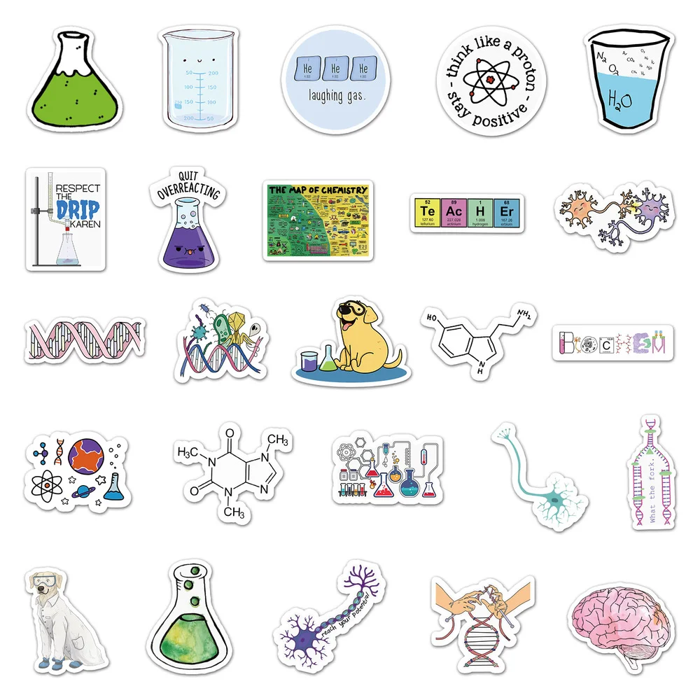 10/50Pcs Scientists Funny Dog Sticker Science Lab Chemistry Stickers To DIY Laptop Suitcase Notebook Motorcycle Decals Kids Toy images - 6