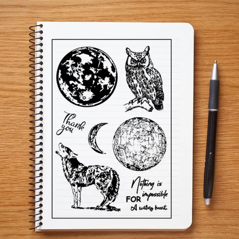 Сова волк силиконовый прозрачный чехол печать штамп DIY Скрапбукинг рельефная