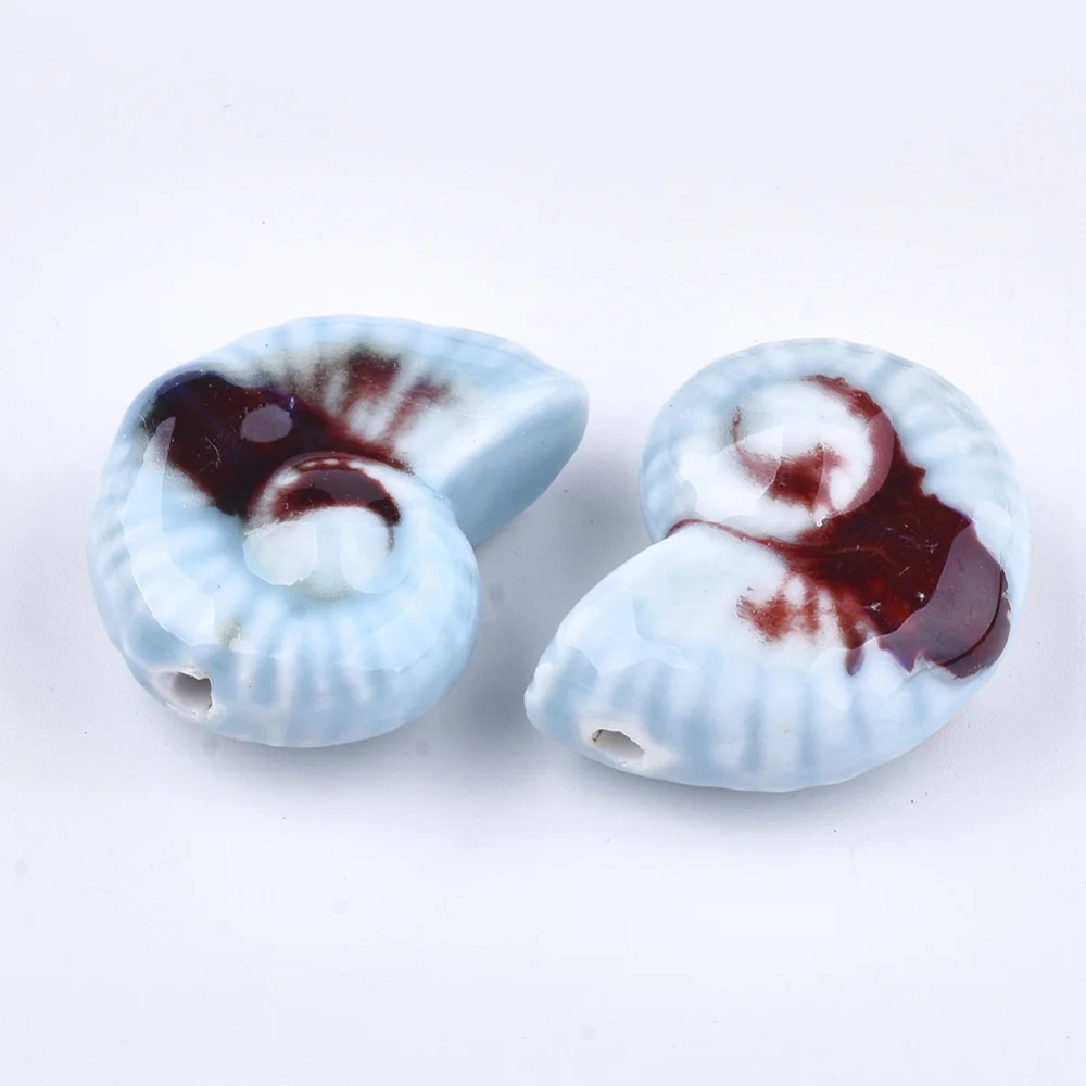 

20pcs Handmade Porcelain Beads Fancy Antique Glazed Porcelain Sea Snail Bead For jewelry making DIY Bracelet Necklace Decor