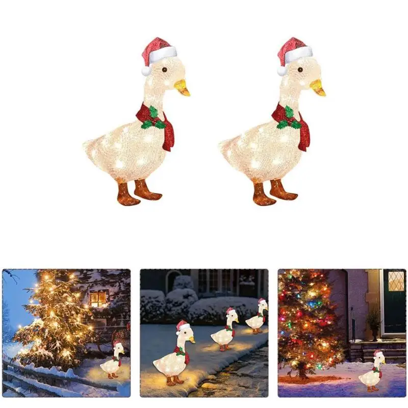 

Duck with Scarf Decor Lights Flat Garden Sculpture Ornaments for Lawn Yard Holiday Christmas Decorations Light Duck with Scarf