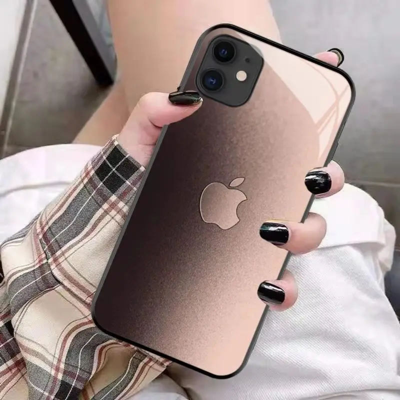 Чехол-накладка для iPhone X S XR из закаленного стекла градиентный 13 12 11 Pro Max Mini 7 8 6 |