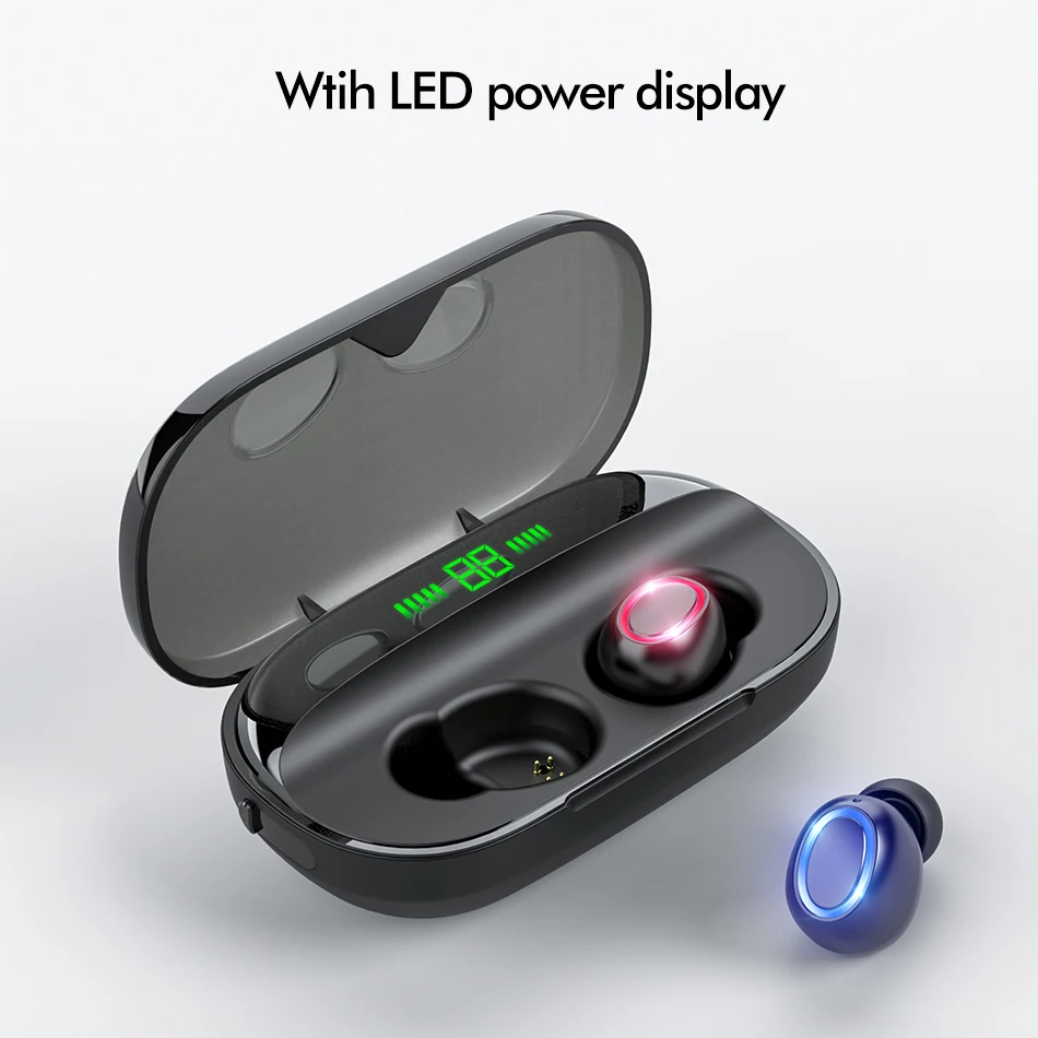 ROCK Mini TWS настоящие беспроводные Bluetooth наушники стерео Спортивная гарнитура с зарядным устройством микрофон для iPhone XS MAX Xiaomi - Цвет: Update Display-Black