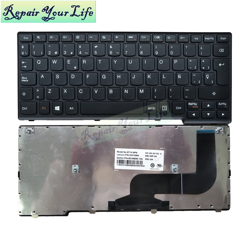 Латинская Клавиатура для ноутбука Lenovo YOGA 11S S210 FLEX 10 LA SP Испанский черный с рамкой