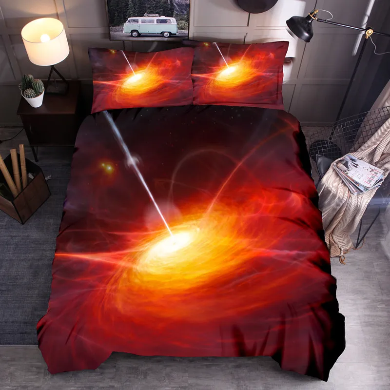 Домашний текстиль с рисунком звездного неба черной дыры милого мишки 2/3 комплект