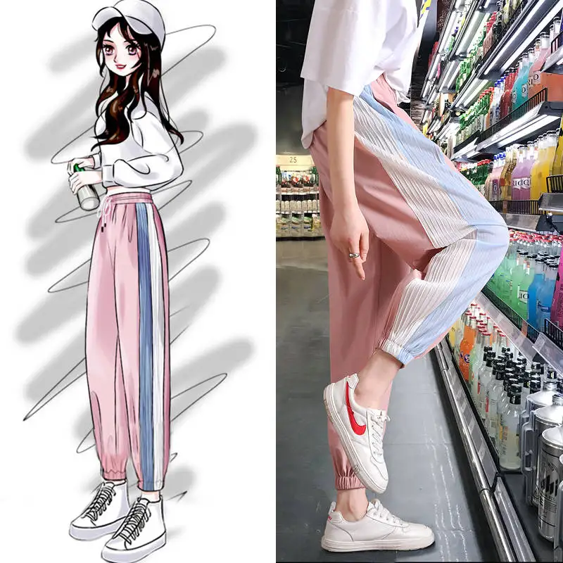 Женские шаровары повседневные облегающие брюки OL с высокой талией уличные