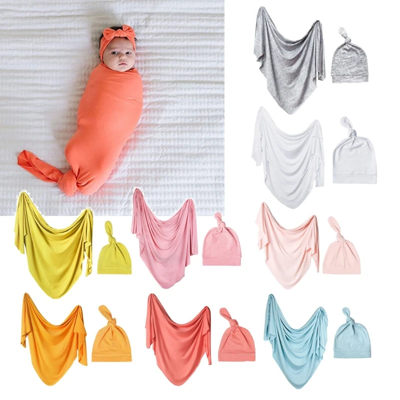 

Soft Baby Photo Wraps With Hat 2pcs Sets Newborn Boys Girls Photography Swaddle Blanket Infant Picture Props Accessories