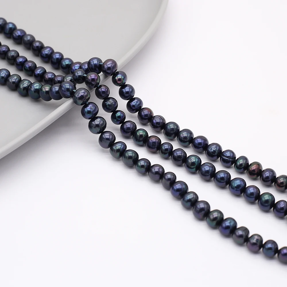 

Top Natural Freshwater Pearl Beads Black Nearly Round Loose Pearls For DIY Charm Bracelet Necklace Jewelry Accessories Making