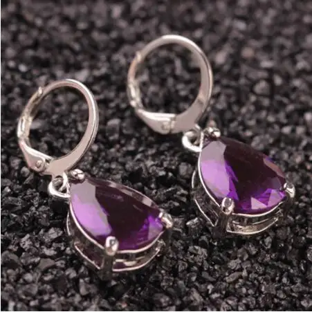 Элегантные женские фиолетовые стразы капли воды висячие серьги подарок |