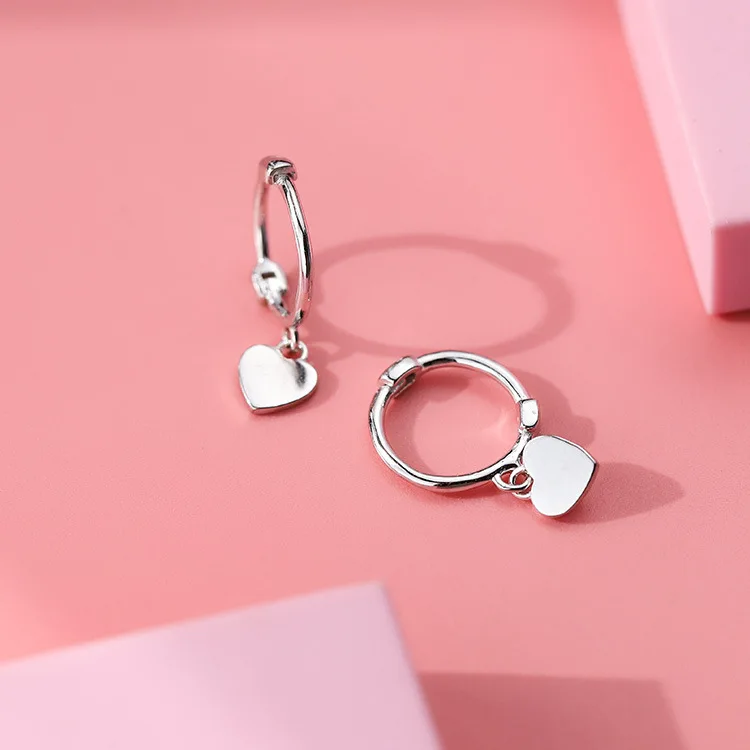 silver Серьги-Клипсы из чистого серебра S925 пробы, серьги в форме сердца, серьги для женщин, подарок на Рождество, Новинка - Gem Color: silver