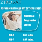 ZIROSAT Асферические очки с защитой от синего излучения MR-8 1,61 ИНДЕКС супержесткое оптические очки Мультифокальные Прогрессивные стандарт Blu-Ray блокировки для оправы