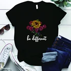 Женская футболка с принтом роз Be Different, S-5XL, женские летние топы, размер 2020