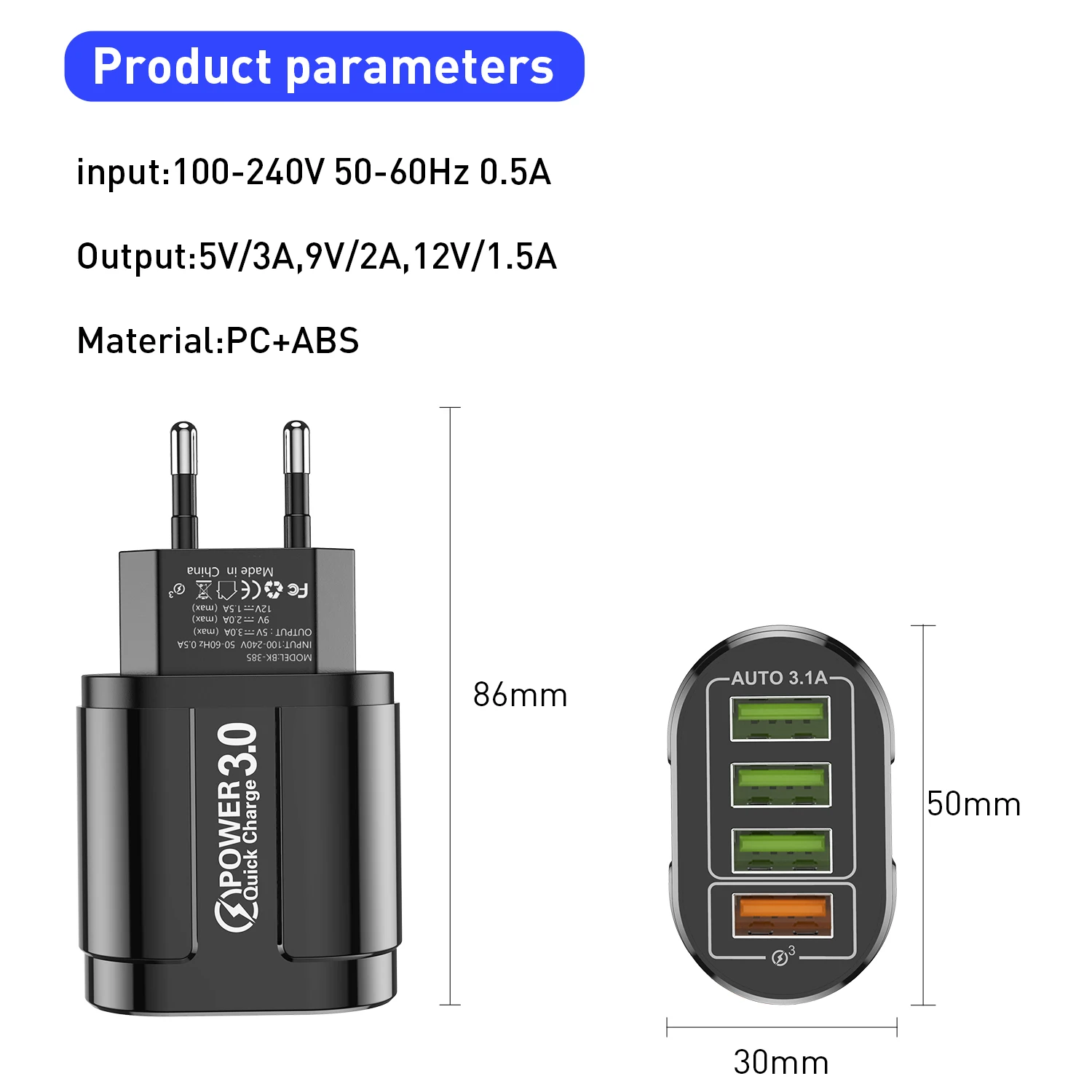 4 порта 48 Вт USB зарядное устройство Быстрая зарядка QC 3 0 настенная Зарядка для iPhone