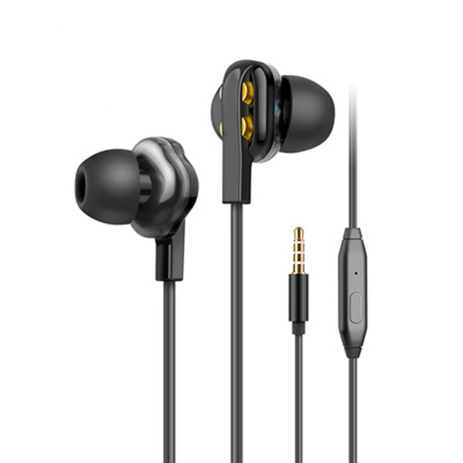 

R7 3.5mm Dual Speaker Dynamic Wired Heavy Bass In-Ear Music Headset Sport Earphone With Mic For Samsung Xiaomi