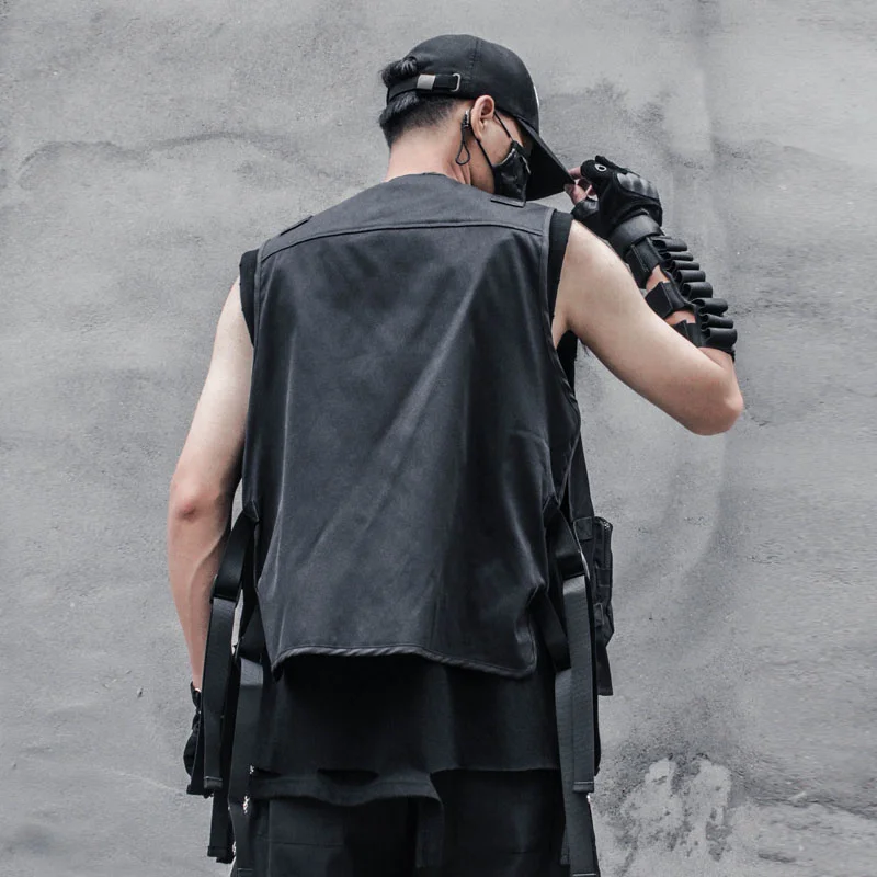 

Vest Cargo Men 2021Autumn Summer Men Functional Coat Sleeveless Jacket Casual Men Vest Coat Techwear WB182