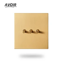 avoir toggle switch usb wall electrical outlets gold stainless steel panel vintage switch dimmer rj45 network socket eu fr pulgs