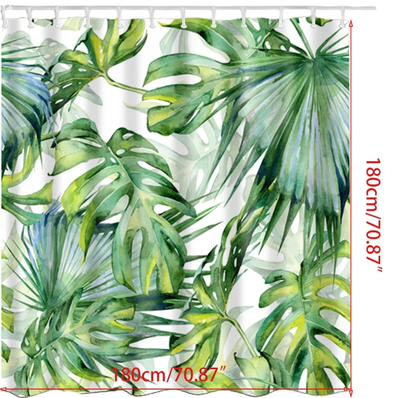 

Nordic Style Digital Printing Polyester Waterproof Shower Curtain Tropical Plants Banana Leaf Pattern Shower Curtains