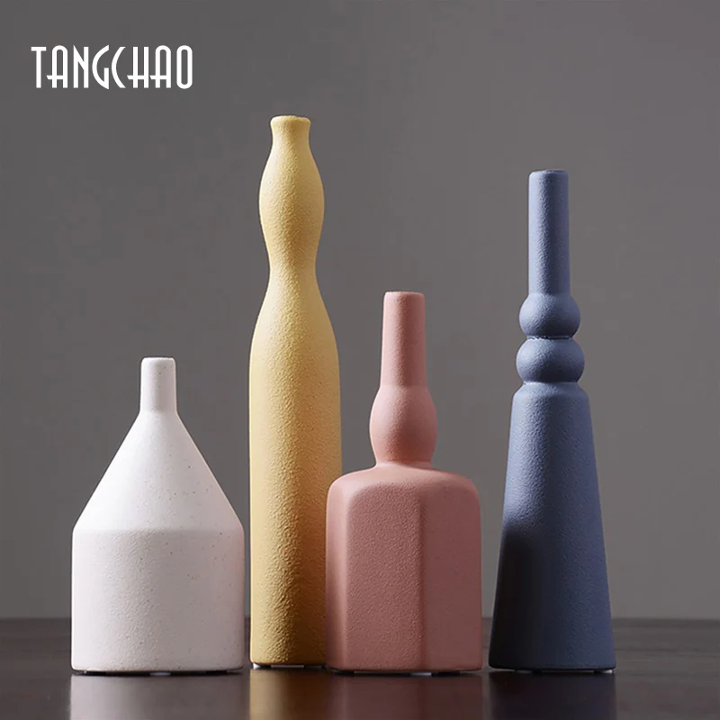 Morandi Цвет ваза Nordic Творческий современная керамика Цветочная композиция для Вазы Горшок Гостиная ТВ рабочего стола, кабинета, украшение