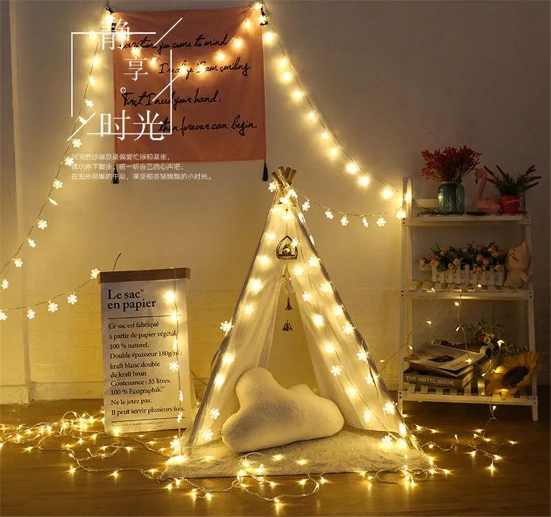 10M 80LED Christmas Snowflake LED String Lights Christmas Tree Decorations Lights for New Year Wedding Party Decorative Lighting