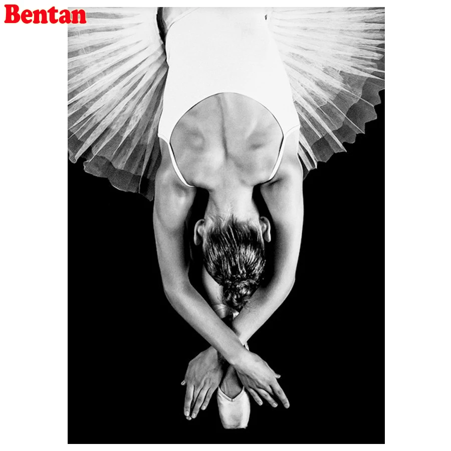 DIY 3D Алмазная вышивка черно белая балетная танцующая женщина мозаика крестиком