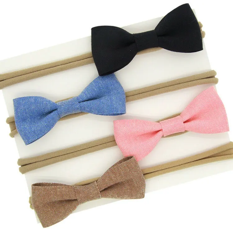 4 шт./компл. Одежда для маленьких девочек однотонная лента волос банты повязки на