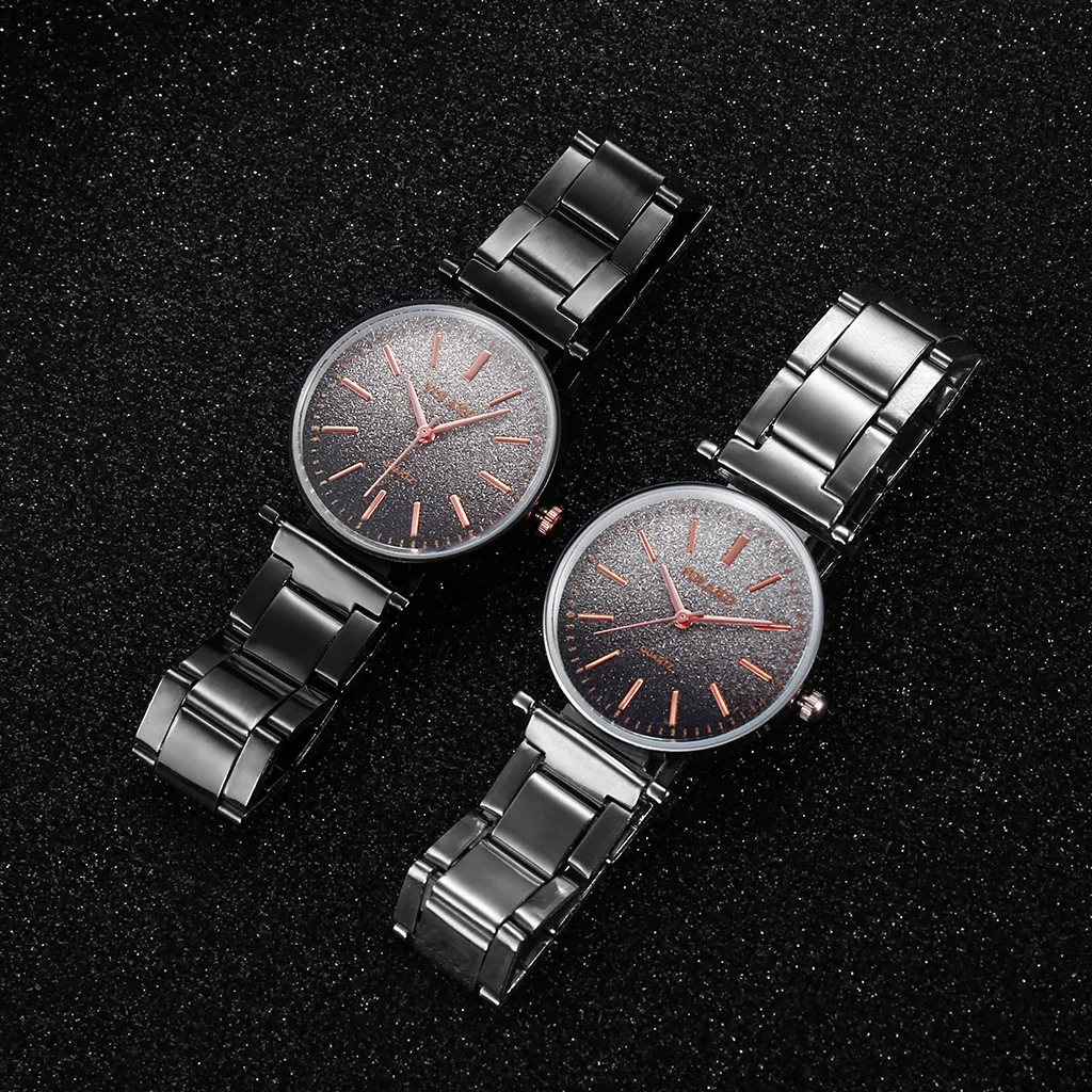 

New fashion watch gradient color alloy steel band quartz watch simple scale literal female watch