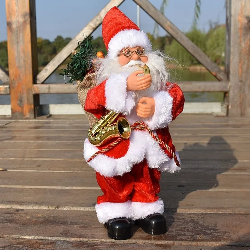 

Новый стиль Электрический Санта-Клаус музыкальная маленькая кукла Подарочная упаковка саксофон рождественские украшения подарок для дете...
