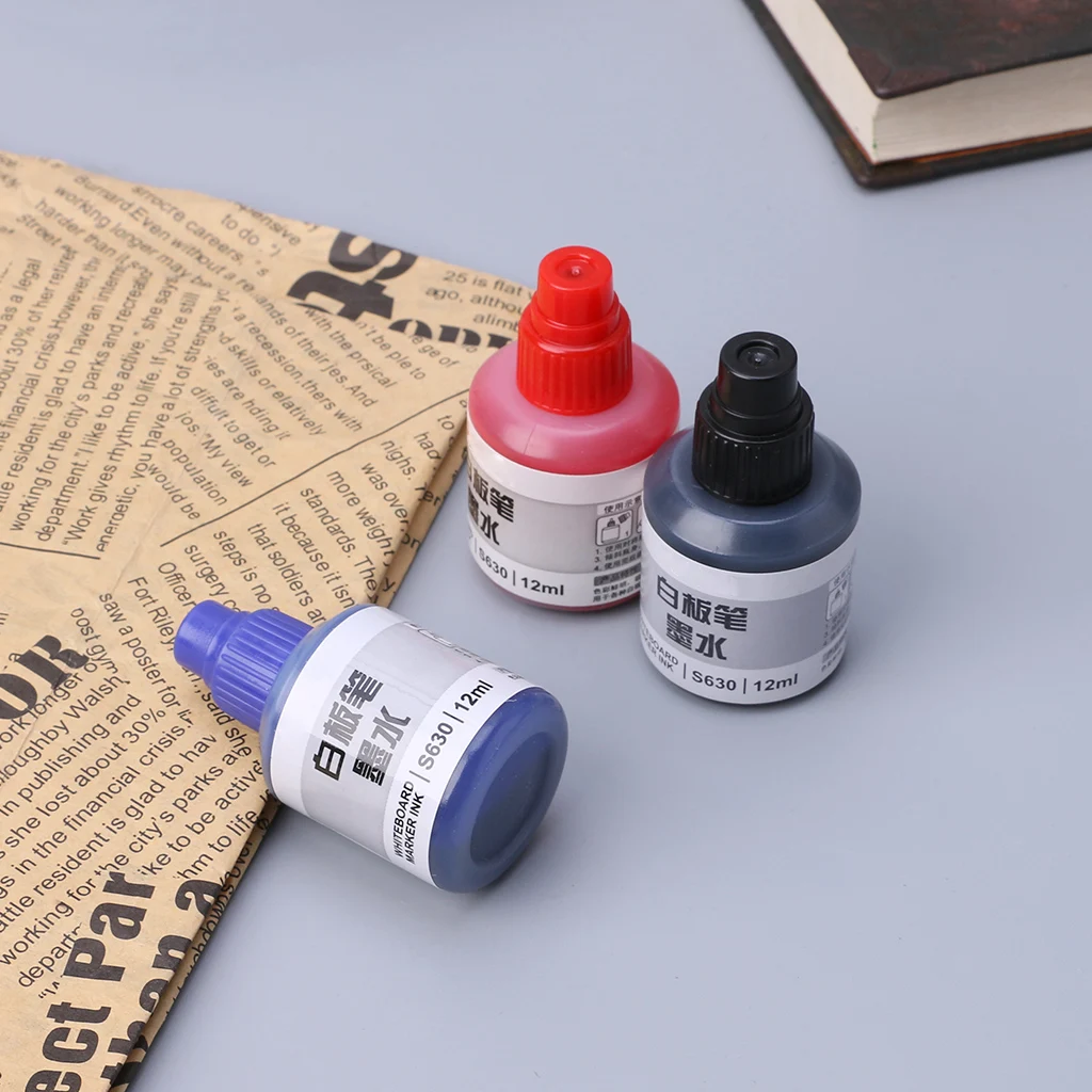 

Brand New and High Quality 12ml Refill Ink For Refilling Inks Whiteboard Marker Pen Black Red Blue 3 Colors