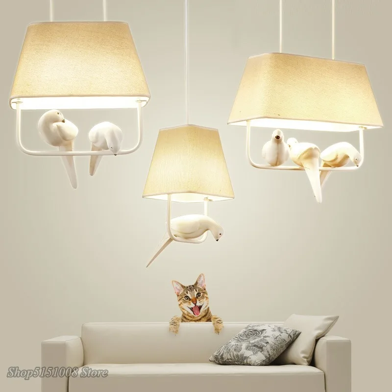 Подвесной светильник в скандинавском стиле для столовой с птицами люстра из