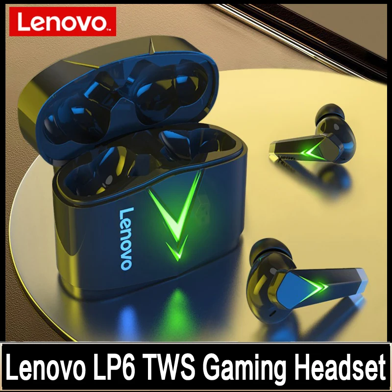 

Lenovo LP6 Gaming Headset Wireless Headphones TWS Earphones Bluetooth Earbuds In-Ear HIFI Low Latency Noise Reduction with Mic