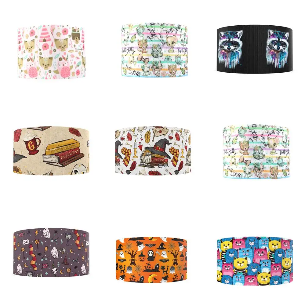 5Y Cartoon Halloween Grosgrain Ribbon Fabric Gift Wrapping DIY Sewing Wrapping Art Sewing Bow-knot Crafts Home,5Yc18317