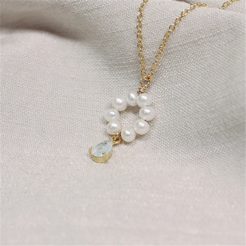 Ожерелье-цепочка с натуральным жемчугом