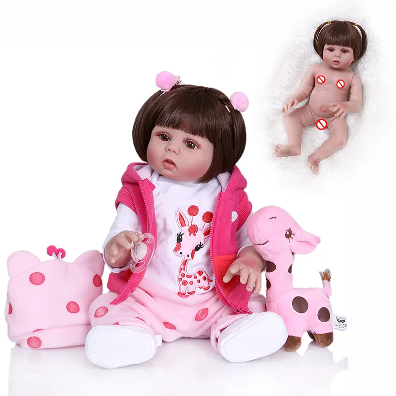 NPK вьющиеся волосы 48 см bebe Кукла reborn для маленьких девочек кукла в розовом платье